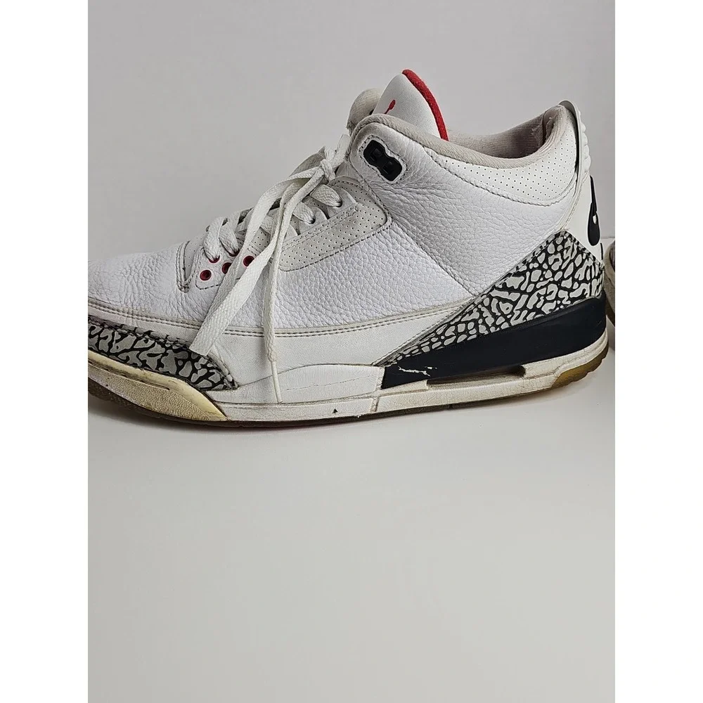 2017 Nike Air Jordan 3 Retro White Red Black 923096-101 Size 12